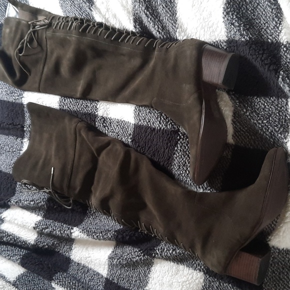 Aldo genuine suede over the knee boots new without tags size 8 khaki green - Picture 6 of 14